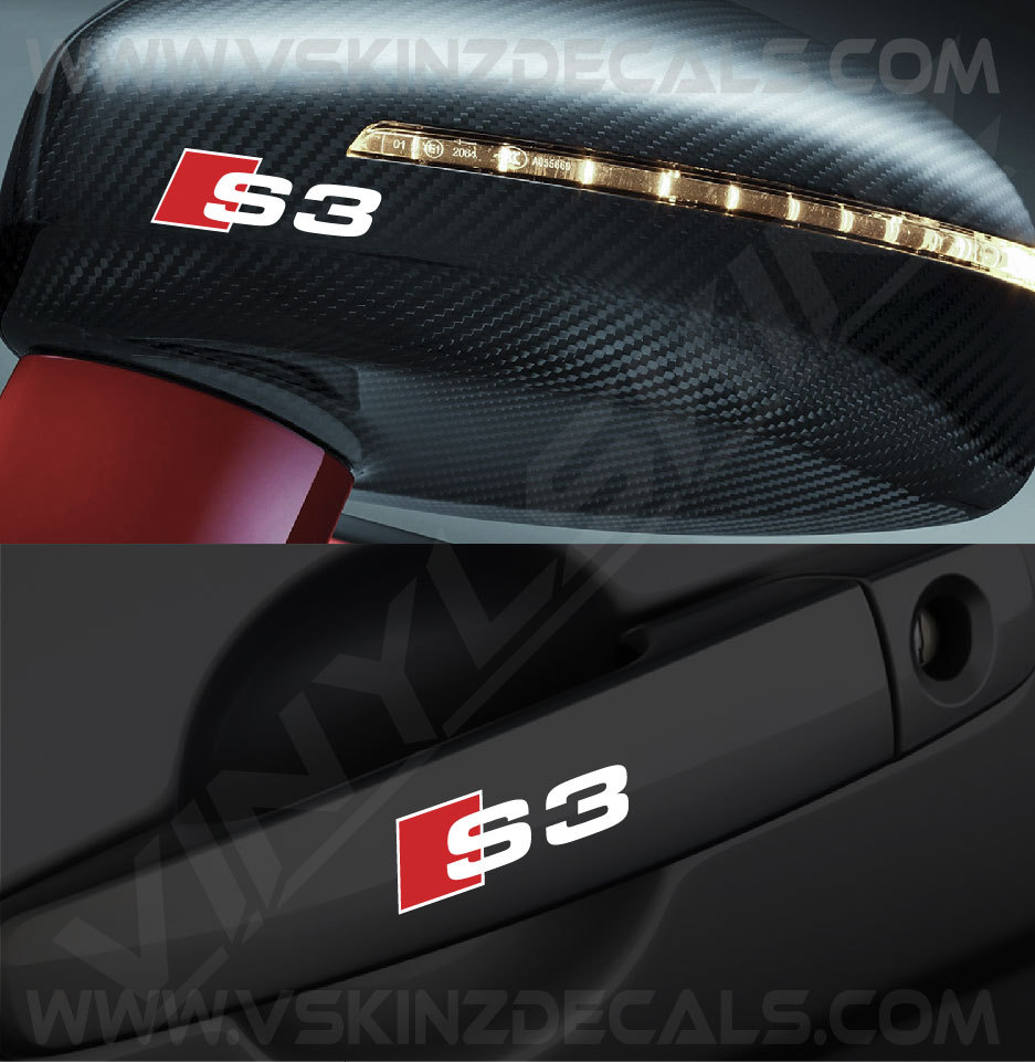 Audi S3 Logo Premium Cast Mirror / Handle Decals Kit Stickers Sline