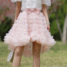 Blush Pink Short Layered Tulle Skirt Women Girl High Waist Blush Princess Outfit image 1