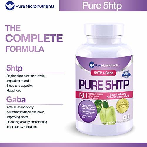 Pure 5HTP 5Hydroxytryptophan Plus GABA Serotonin Support for Sleep