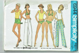 Simplicity Sewing Pattern 6944 Misses Hip Hugger Pants Shorts Bikini Size 12 - $10.69