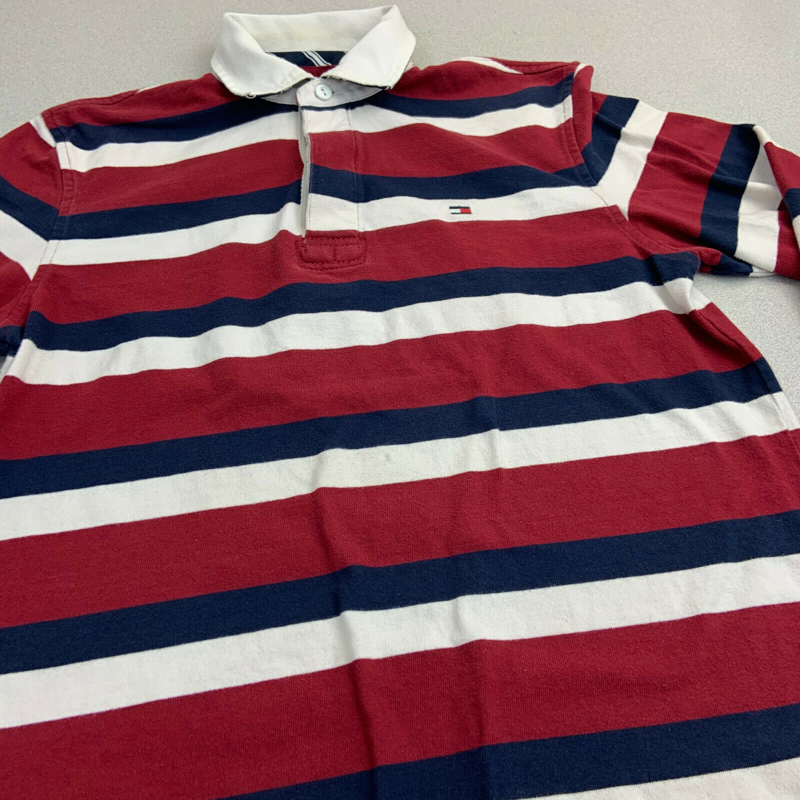Vintage Tommy Hilfiger Rugby Polo Shirt Mens Small H Embroidery Long ...
