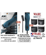 Wahl KM5 SUPER DUTY BLUE 2-Speed PET CLIPPER KIT&ULTIMATE 10,40,5F,3F Blade Set - $379.99
