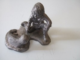 Michael Ricker Pewter Figurine Boy With Baby Seal Pup 2416/2500 1983 - $16.19