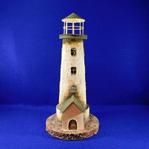 Large Painted Tin Lighthouse Votive Tealight Candle Holder 15&quot; Beach Decor - $24.50