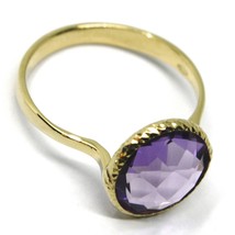 SOLID 18K YELLOW GOLD RING, CENTRAL CUSHION ROUND PURPLE AMETHYST, DIAMETER 10mm image 2