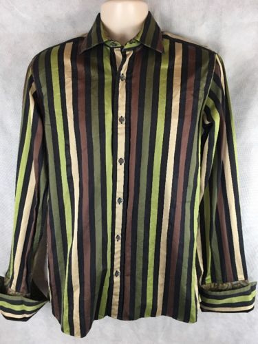 Regular Fit Lavender /& Orange Diagonal Striped French Cuff Cotton Dress Shirt