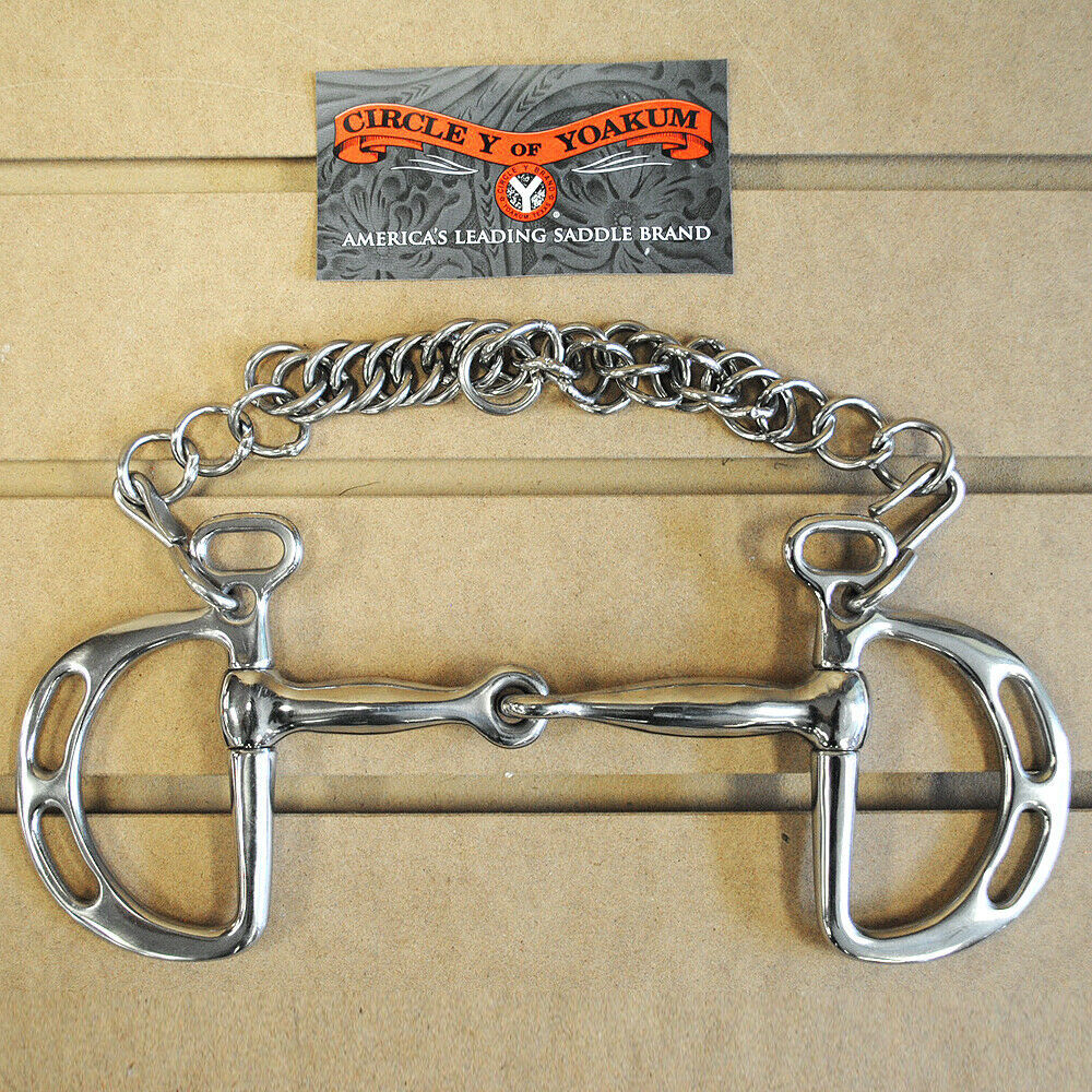 5601 CIRCLE Y KIMBERWICK STYLE BROKEN MOUTH HORSE BIT W/ CURB CHAIN
