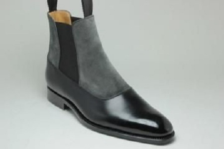 New Handmade Men's Black and gray two tone Chelsea boots, Men leather boot 2019