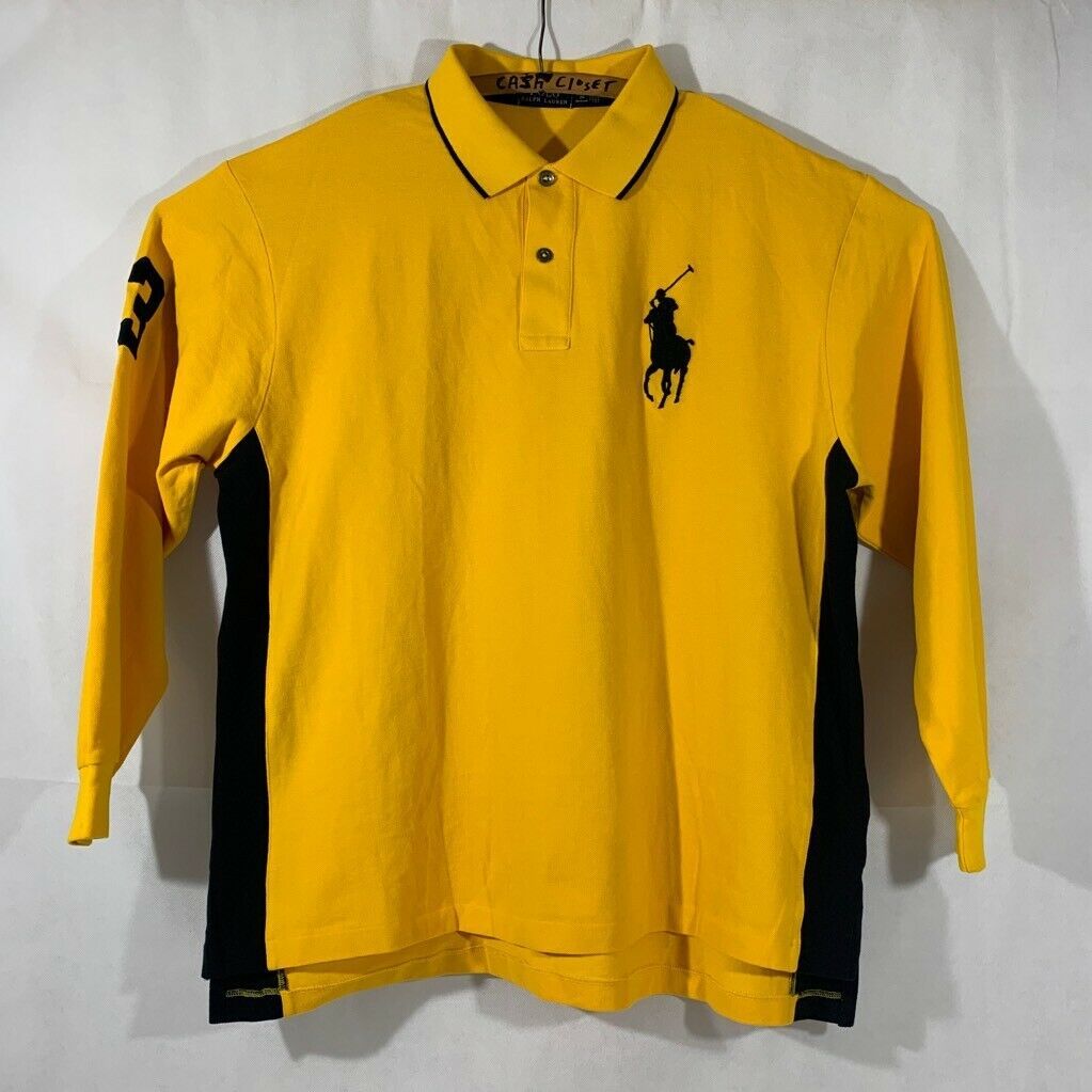 Polo By Ralph Lauren Mens Golf Shirt Yellow Collared Long Sleeve Big ...