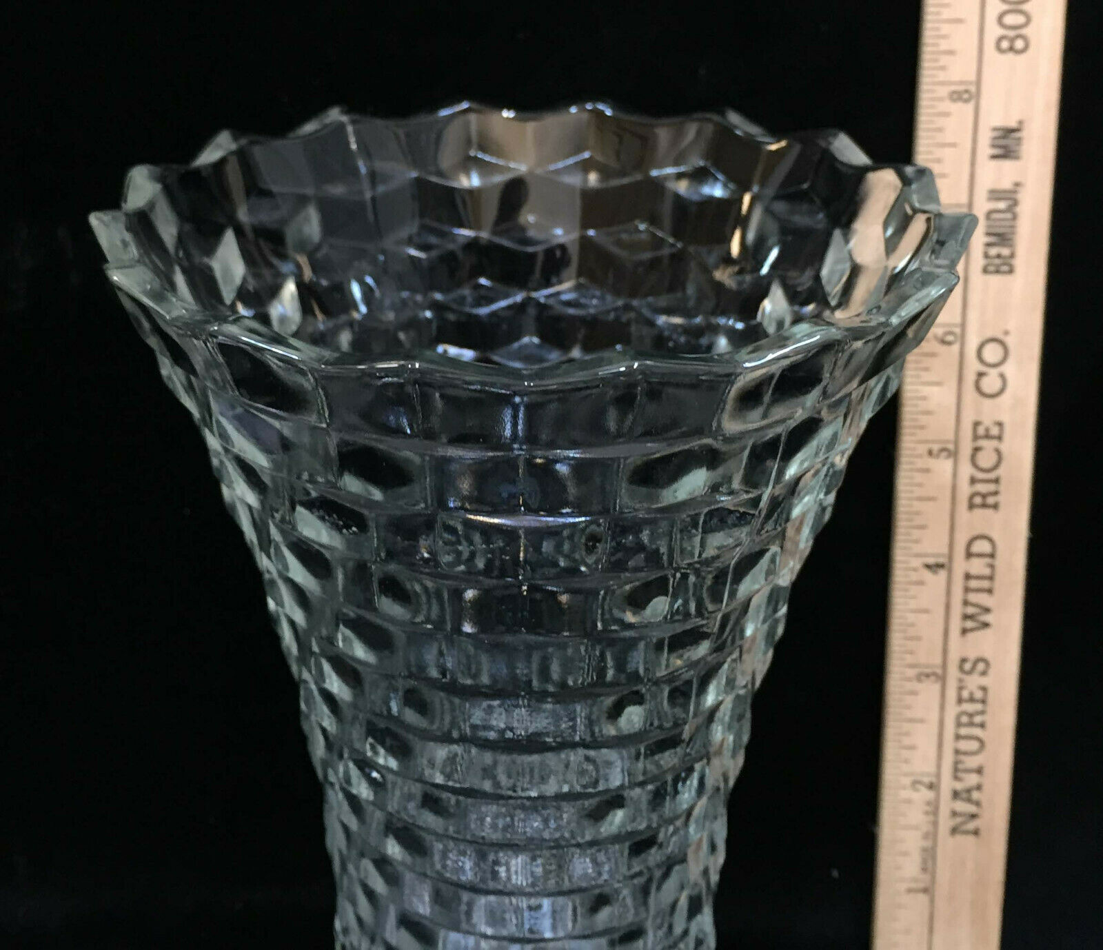 Fostoria American Vase Clear Glass Cube 8 Vintage Fluted Flared Flower Floral Pottery And Glass 2821