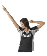 NHL Philadelphia Flyers Women&#39;s Sideline Tee, Black Heather/Grey, V-Neck XL - $11.39