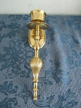Vintage Solid Brass Wall Hanging Candle Holder 11 1/2&quot; Tall - $18.93