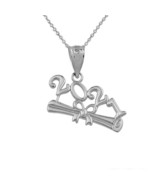 .925 Sterling Silver Class of 2021 Graduation Diploma Bow Pendant Necklace - £22.82 GBP - £41.18 GBP