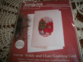 Janlynn Christmas Cross Stitch Kit 125-133~Teddy and Chair Greeting Card - $10.00