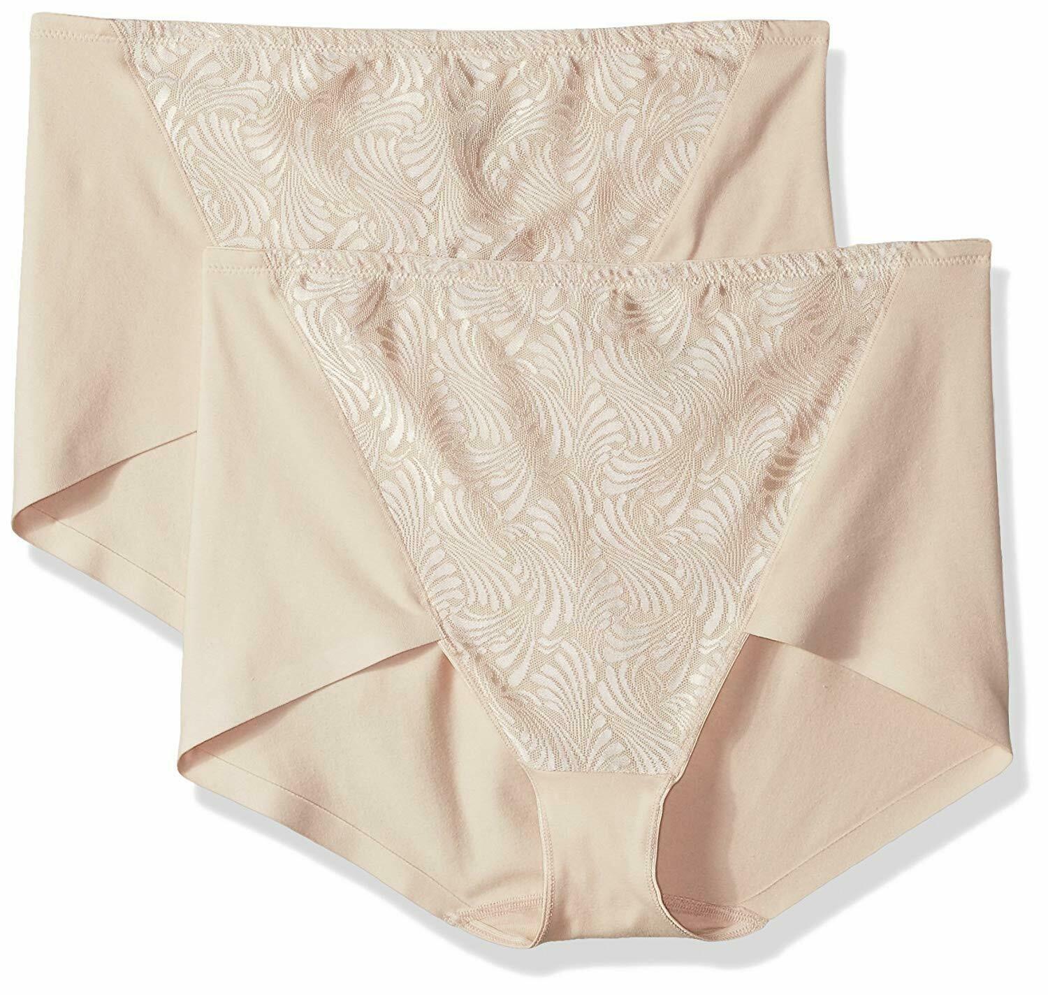 Bali SOFT TAUPE Firm Control Cotton Brief 2Pack, US 2XLarge Panties