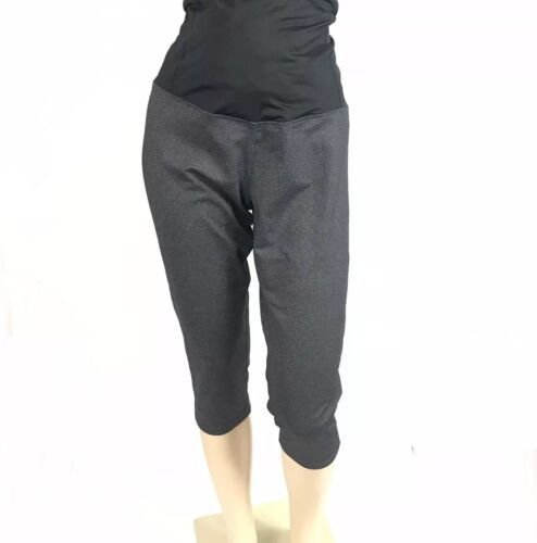 Isabel Maternity Workout Capris 2X Crossover Panel Gray Active - Pants