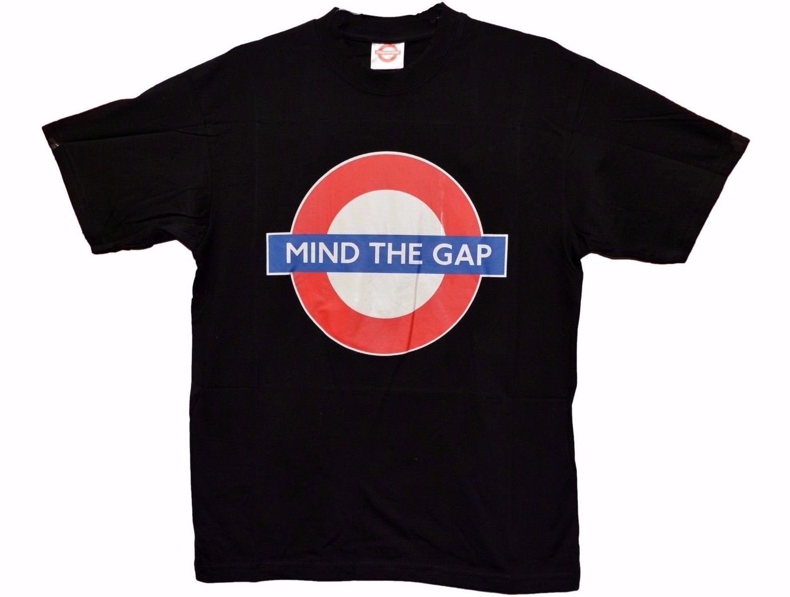 Image of London Tube Souvenir "Mind the Gap" Underground Train Tube Black T Shirt Top