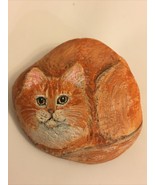 Original Hand Painted  Cat On Rock Stone Art J Bonney - $29.70