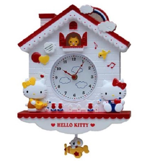Hello Kitty Wall Clock For Kids Bedroom Quartz Movement Swing Pendulum Wall Clocks