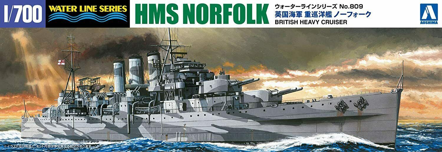 Aoshima 1/700 Water Line No.809 BRITISH HEAVY CRUISER HMS NORFOLK Model ...