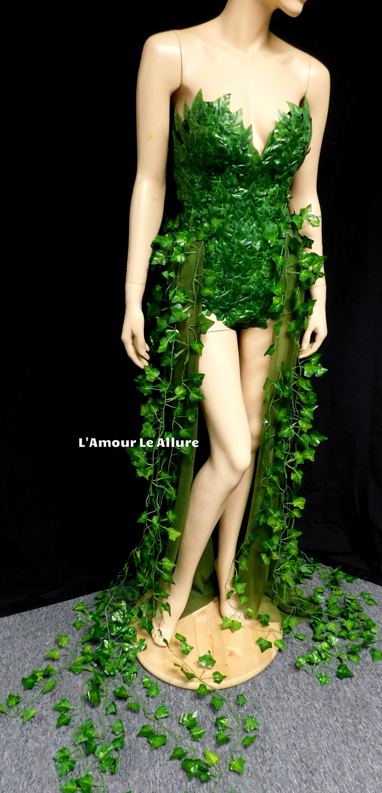Full Poison Ivy Monokini Gown Cosplay Dance Costume Rave Wear Halloween ...