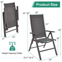 2 Pieces Patio Folding Dining Chairs Aluminium Adjustable Back image 4