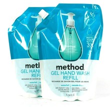 2 Bags Method 34 Oz Waterfall Gel Hand Wash Refill With Vitamin E & Aloe