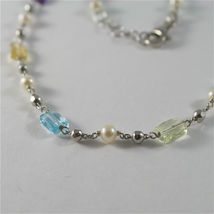 925 SILVER NECKLACE WITH WHITE FW PEARLS AND MULTIFACETED STONE AMETHYST, TOPAZ image 15