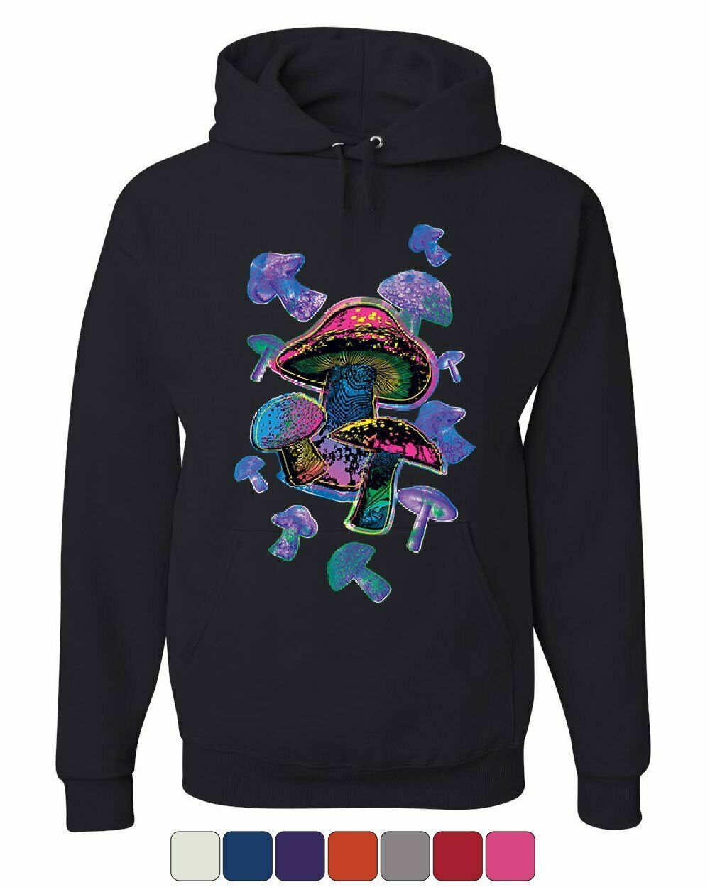 Colorful Neon Mushrooms Hoodie Shrooms Psychedelic Psilocybin