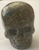 Polished Stone Agate Carved Skull Tan Blue &amp; White 2” H X 1.5” W - $23.75