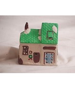 Classic Style Bisque Green Roof Village House Cabin Christmas Holiday Table - $12.86