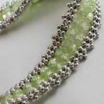 925 STERLING SILVER TENNIS BRACELET WITH PERIDOT, MULTI WIRE AND BALLS, ITALY image 3