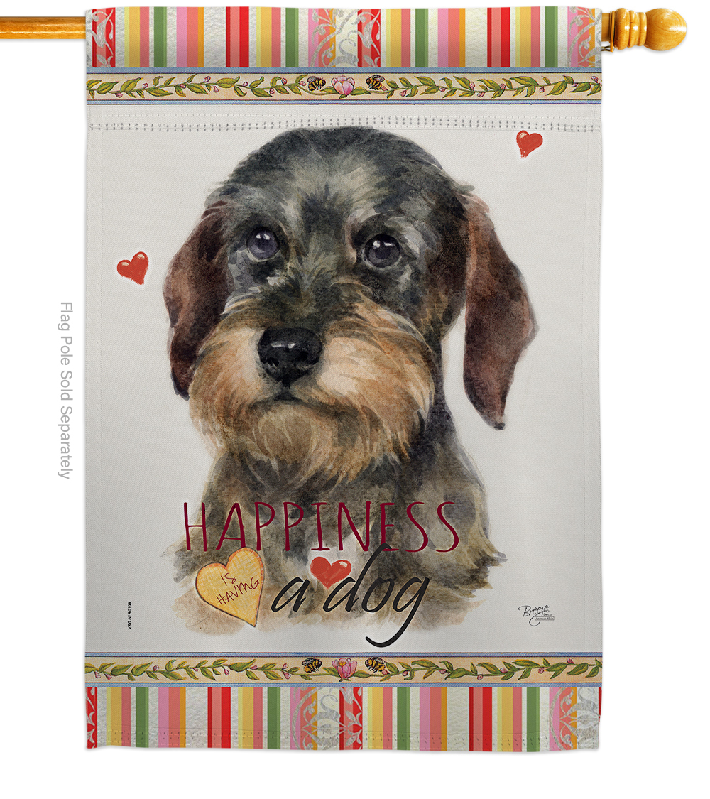 Wire Haired Dachshund Happiness - Impressions Decorative House Flag H110171-BO