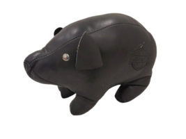 Rare Harley Davidson Black Leather Pig Figure Plush Stuffed Animal image 1