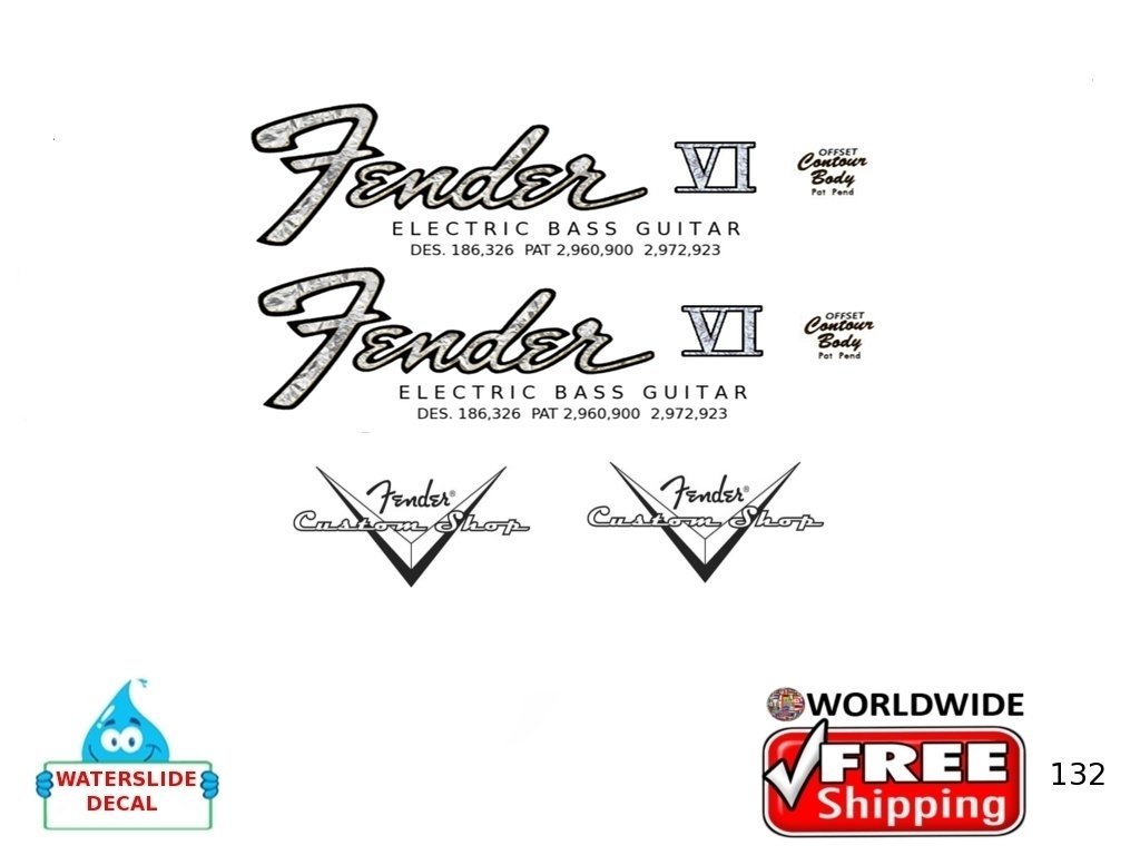 Fender V1 Guitar Decal Inlay Headstock Sticker Waterslide Logo 132