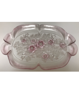 Mikasa Crystal Rosella Canape Tray Oval Serving Platter Pink Frosted Flo... - $47.99