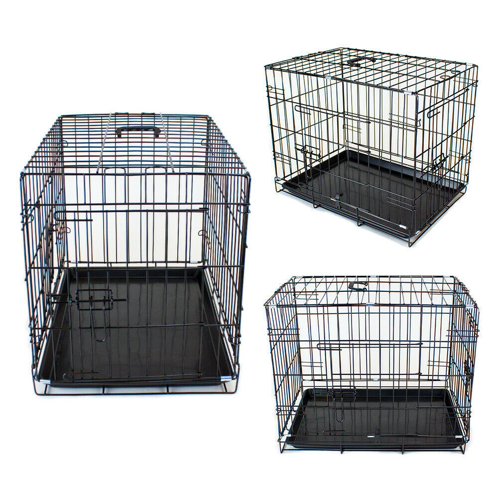36" LARGE DualDoor Folding Pet Crate with Removable Liner Cages & Crates