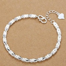 925 silver Bracelets Heart leaf For women wedding lady noble pretty Jewe... - $12.23