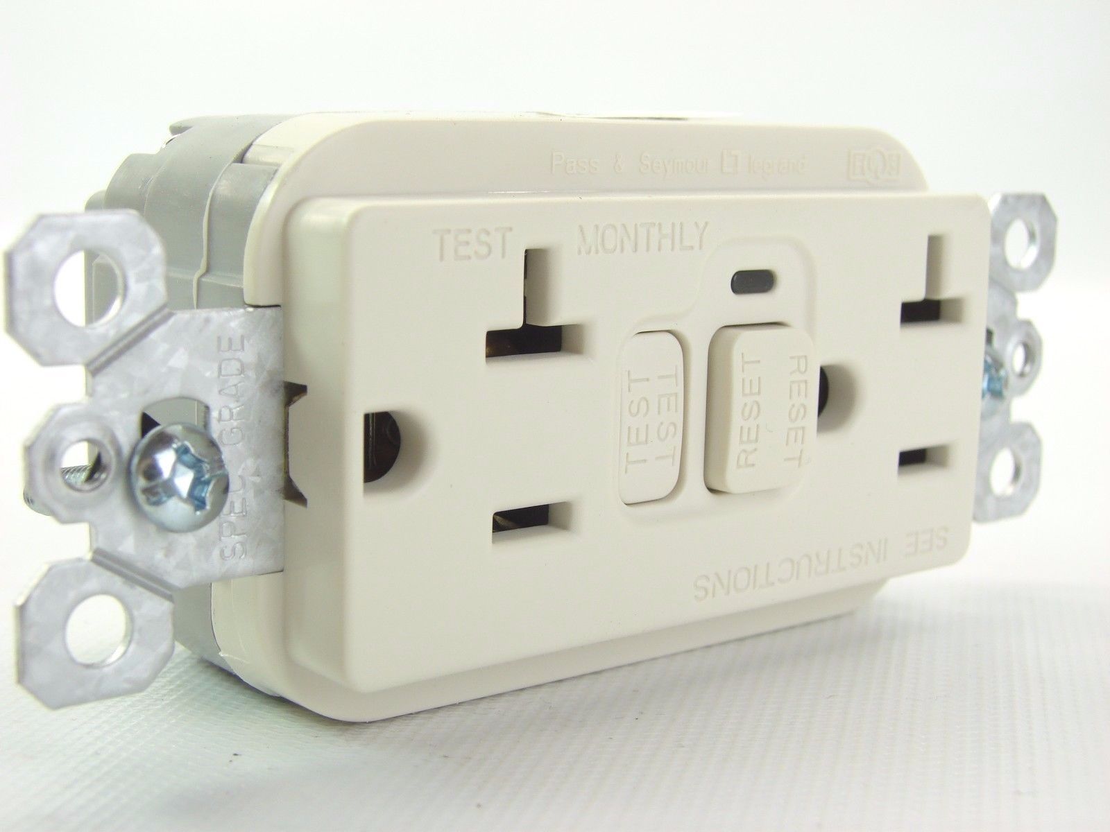 Pass & Seymour PT2095LA Plug Tail Specification Grade GFCI 125V 20A Lt. Almond Electrical Outlets