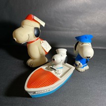 Vintage Peanuts: Lot of 3 Snoopy Squeeze Toys - Police, Santa, Boat / BG - $19.24