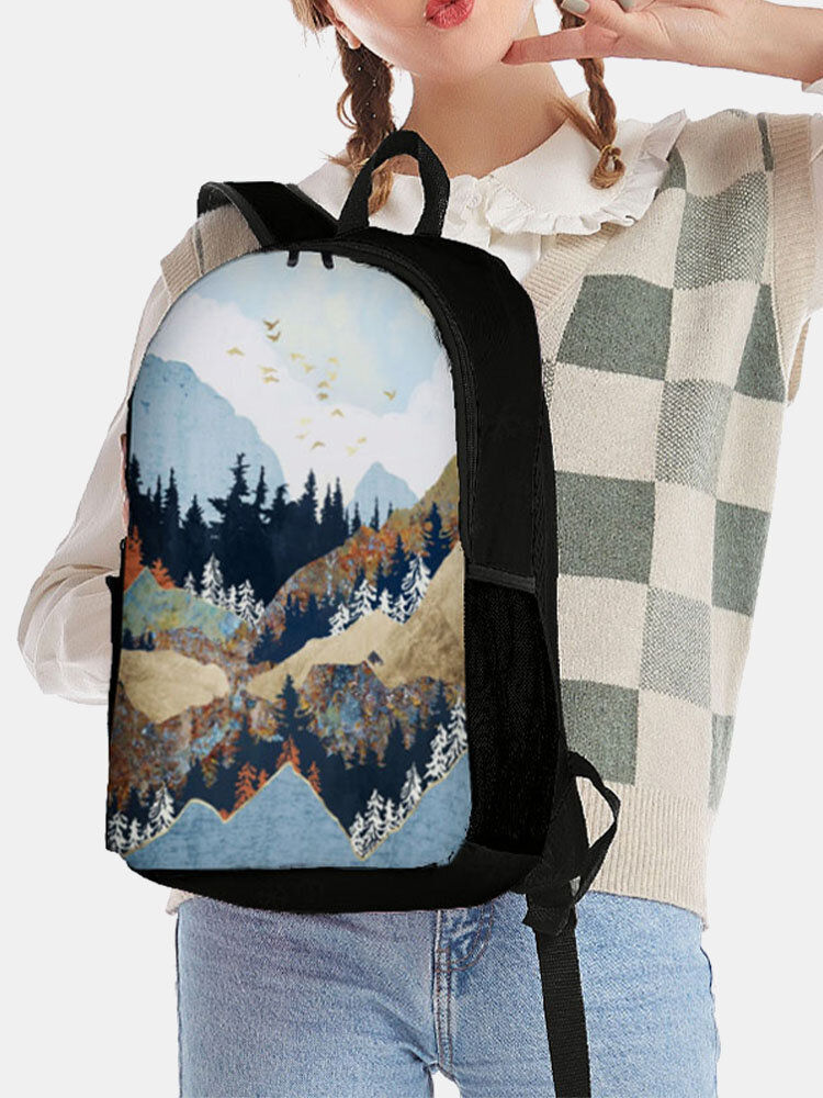Landscape Prints Ladies Mountain Treetop Print Bag Backpack