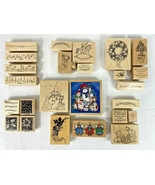 Lot of 26 Stampin Up &amp; More Wood Rubber Stamps Holidays Christmas Santa ... - $44.55