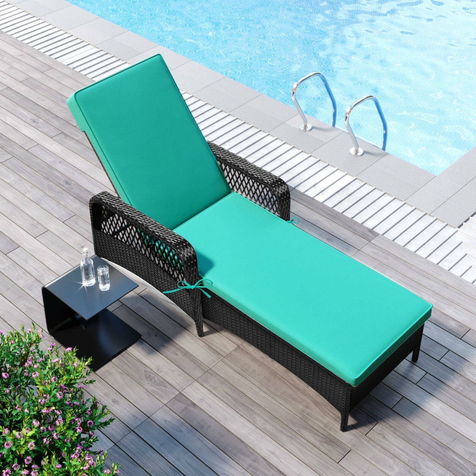 Portable Reclining Sun Lounger Patio Beach Patio Chair Daybed Sunbed (1 ...