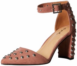 Qupid Women's Studded Chunky Suede Heel D'orsey Pump Size 6M Mauve  - $29.45