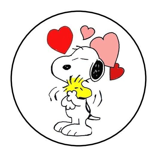30 Cute Snoopy Woodstock Valentine's Day Envelope Seals Labels Stickers 1.5