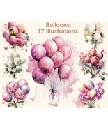 Balloons clipart Watercolor, digital print, illustration set, stickers, ... - $3.12