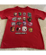 Mojang Minecraft Boys Red Zombie Ghost Cheetah Short Sleeve Shirt 10-12 - $12.25