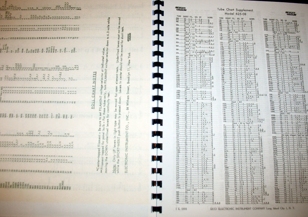 Manuals & Tube Charts EICO 625 Tester Instuction Construction 1978 ...