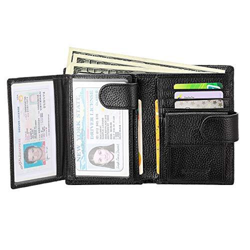 Mens Trifold Wallet Leather RFID Blocking Card Holder Coin Pocket 3 ID Windows - Wallets