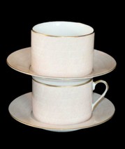 Vtg 2-Pc Fitz & Floyd Adobe Peach Lines Cup & Saucer Gold Accents Disc 1992 Nwot - $15.99